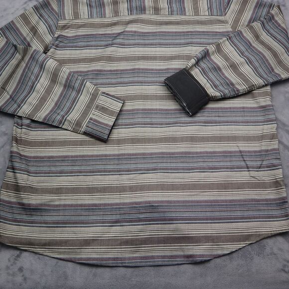 Swiss Tech Shirt Mens XL Extra Blue Striped Outdoor Hike Stretch Button Up - Picture 14 of 16